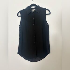 H&M Black Sheer Sleeveless Button-Down Shirt Size 6